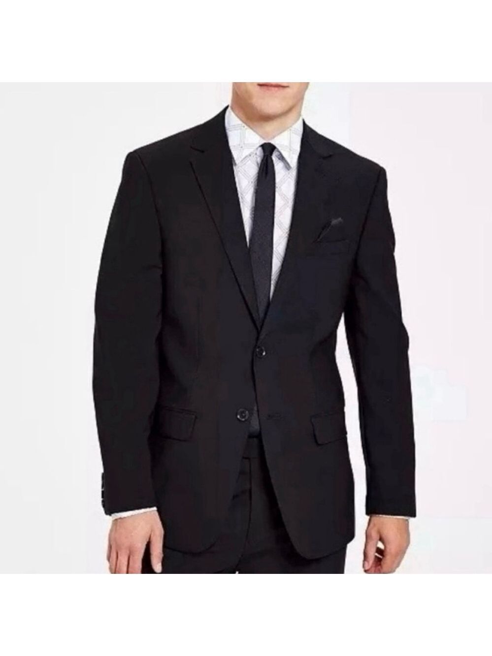 Bar III Men’s Black Wool Slim Fit 2 Piece Suit Pants Jacket - 44 Reg